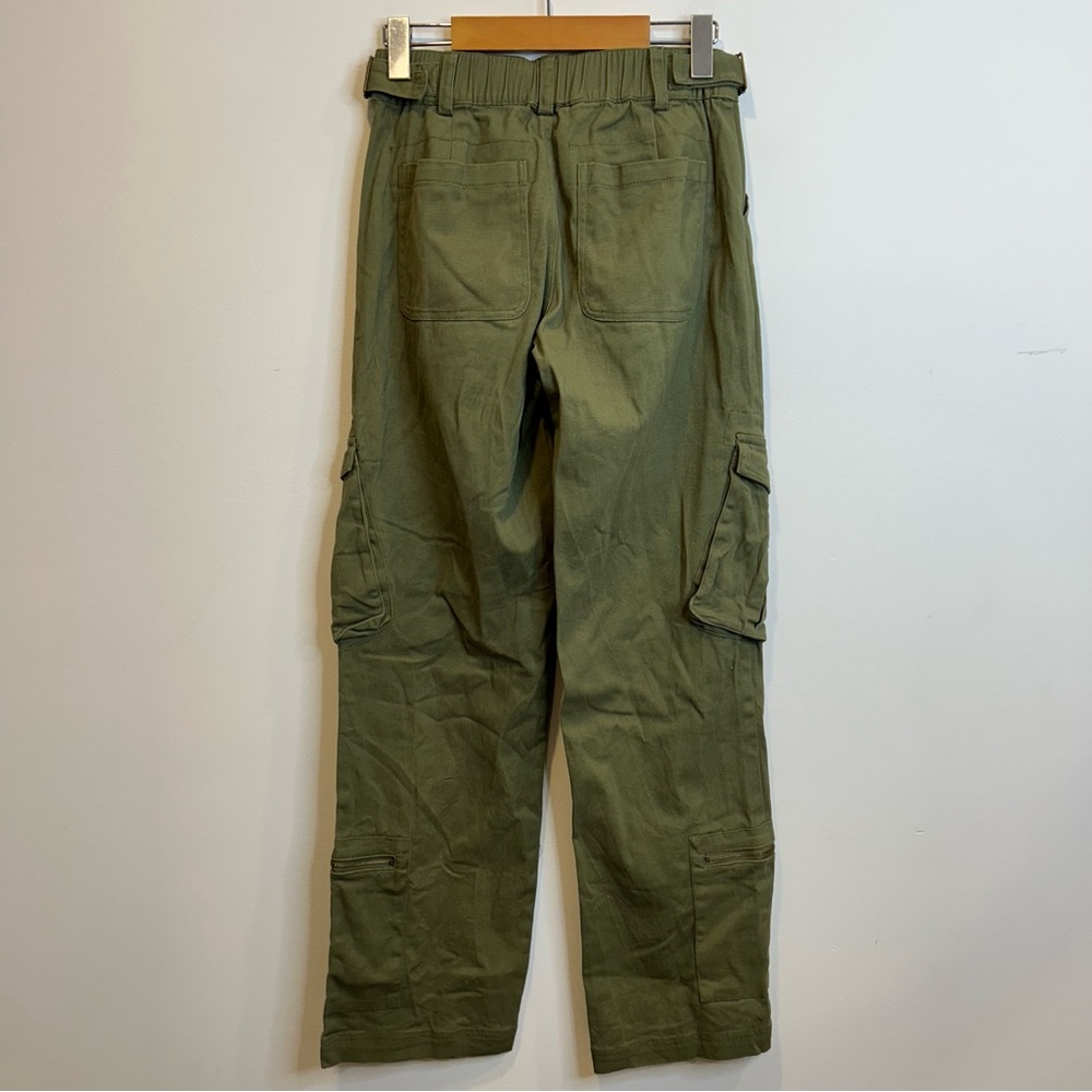 Fashion Nova High Standards Wide Leg Cargo Pants Olive Green Utility - Picture 11 of 12